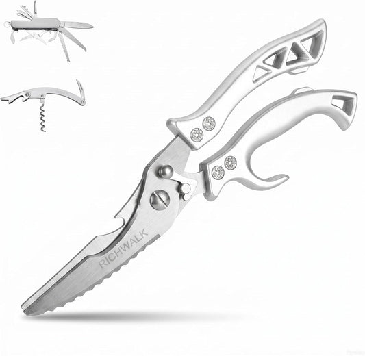 Kitchen Scissors - Heavy Duty Poultry Shears Sharp Cutting Food Chicken Bone Meat Vegetable for Cooking, Multipurpose Stainless Steel Utility Scissors, Safety Lock
