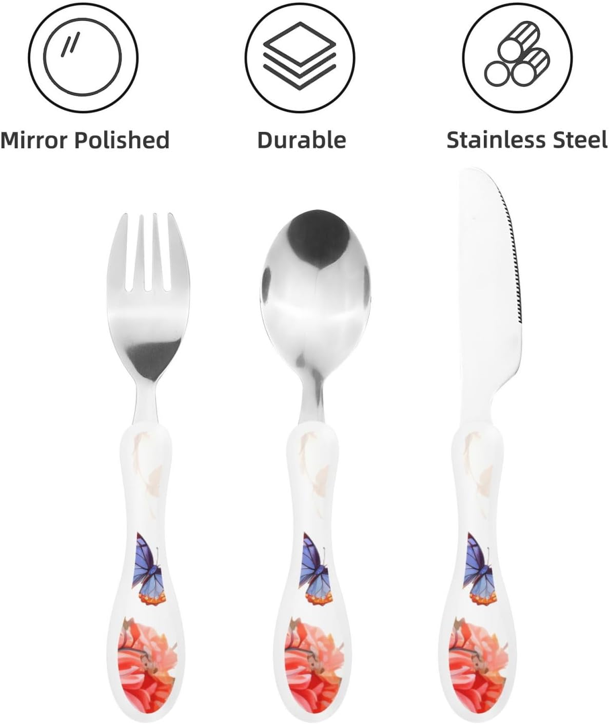 3-Piece Kids Silverware Set With Storage Case, Stainless Steel Reusable Children Safe Knife Spoon Fork Set Blue Active Girl Running Sunset Children Flatware Set For Kids Lunch Box - Colors C