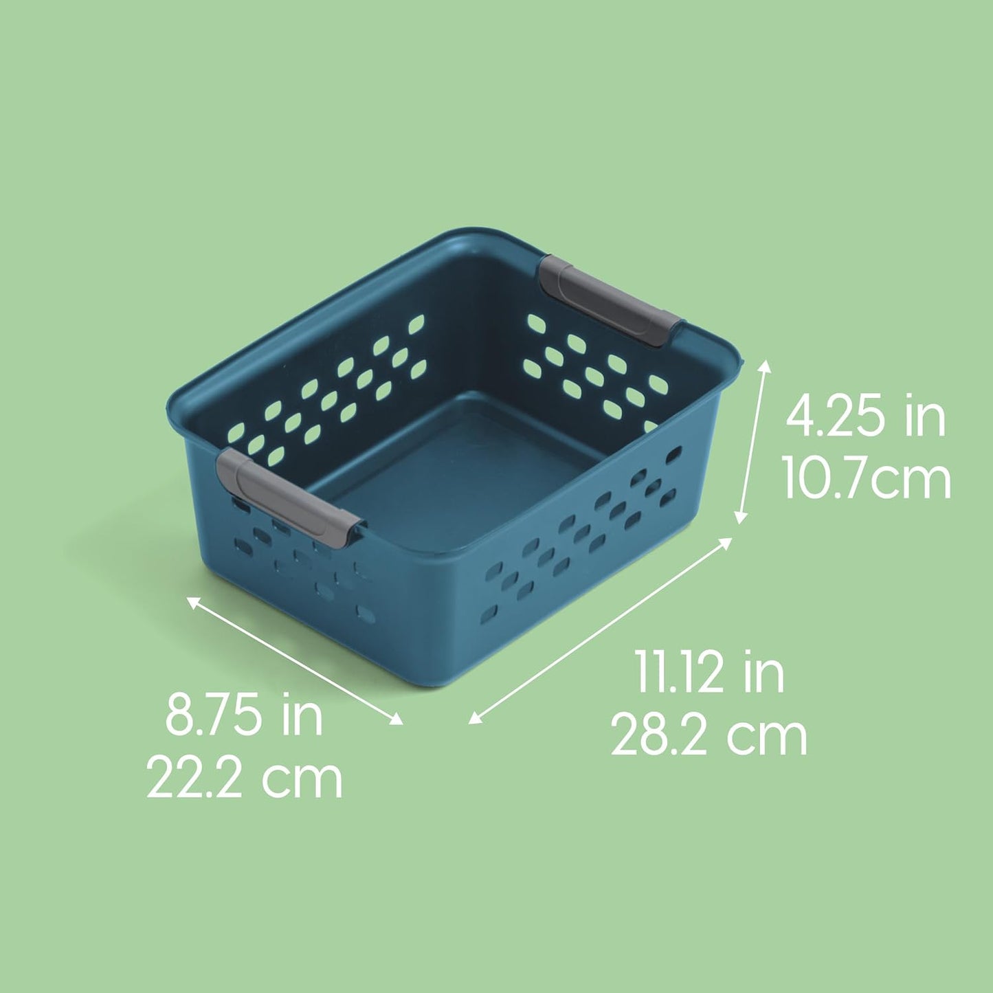 IRIS USA Plastic Storage Baskets, 6-Pack, Made in USA, Shelf Baskets Small Baskets Organizing Bins for Pantry Countertops Closet Shelves Laundry Room Office, Multi-Purpose, Nestable, Easy Carry, Black