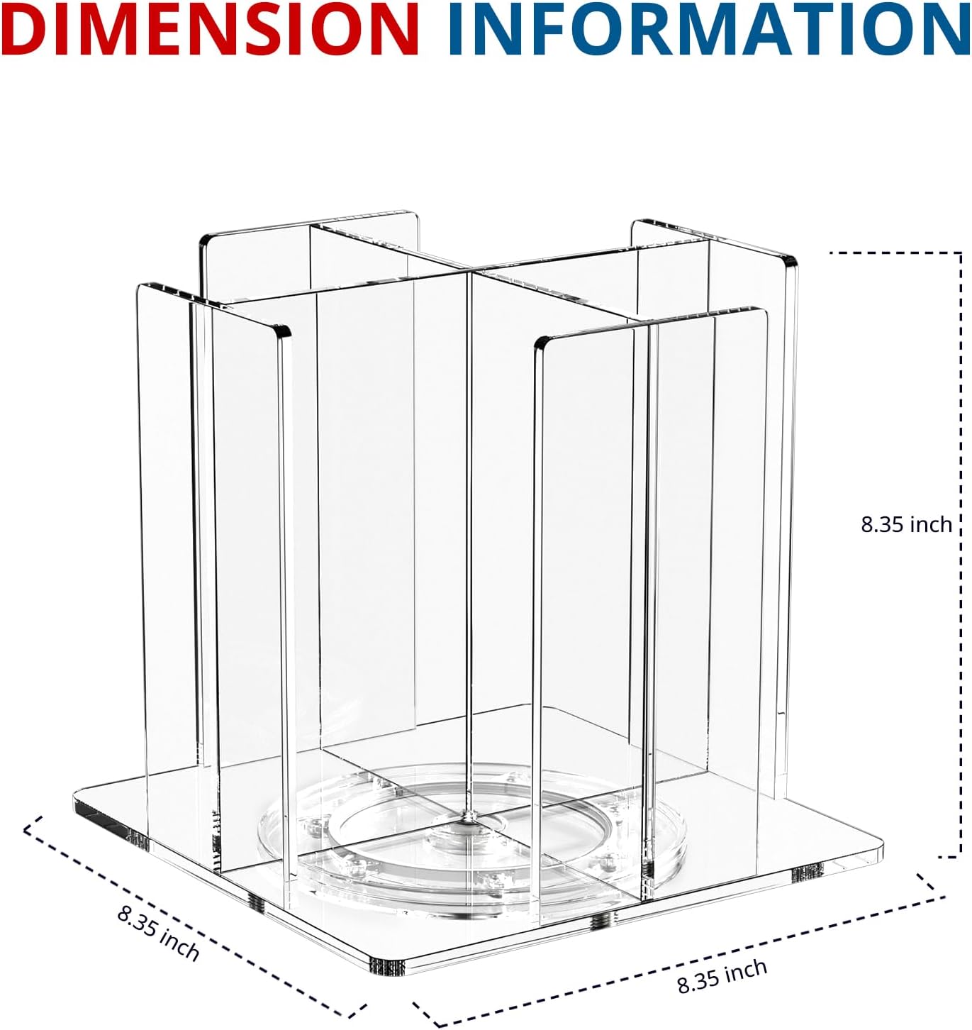 KOTEMON Cup and Lid Holder, 4 Compartment, Square | Rotating Coffee Cup Dispenser Lid Carousel for Restaurant, Buffet, Coffee Station, Bar, Countertop, Clear Acrylic