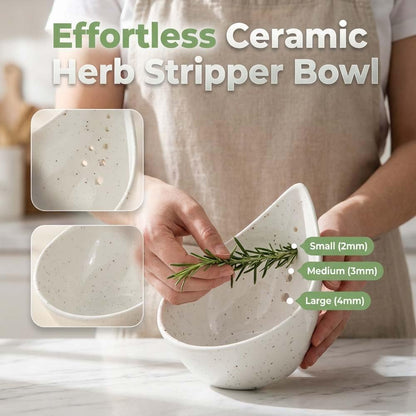 Herb Stripper Bowl, 2026 NEW Ceramic Herb Peeling Bowl with Multi-Size Holes, Pottery Leaf Stripping Tool for Kitchen, Fast Herb Removal for Kale, Basil, Rosemary, Cilantro, Parsley (Black)