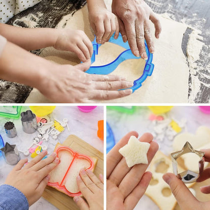 JOGILBOY 32 Pcs DIY Food Set Sandwich Cutters and Sealer Sandwiches Maker Fun Crust Shapes Fruit Vegetable Picks Bento Lunch Box Accessories