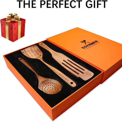 Wooden Spoons for Cooking, Natural Teak Wooden Kitchen Utensils Set Wooden Utensils for Cooking Wooden Cooking Utensils Wooden Spatulas for Cooking (10)