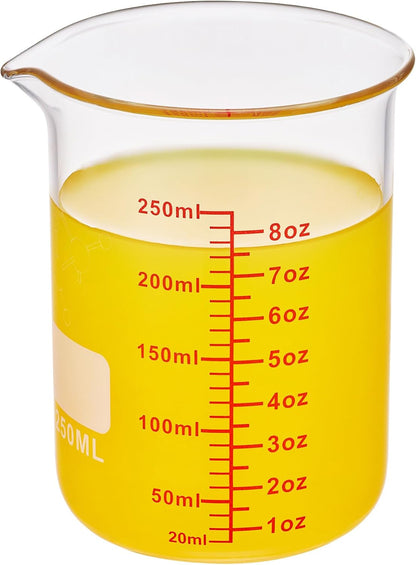 Ackers Mini Glass Measuring Beaker Set, Borosilicate, 2oz 4oz 8oz Measuring Cups