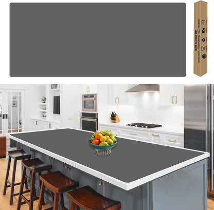 72''x16'' Extra Large Silicone Mat for Kitchen Counter, Heat Resistant Countertop Protector, Non-Slip Waterproof Kitchen Island Mat, Easy to Clean, Light Gray
