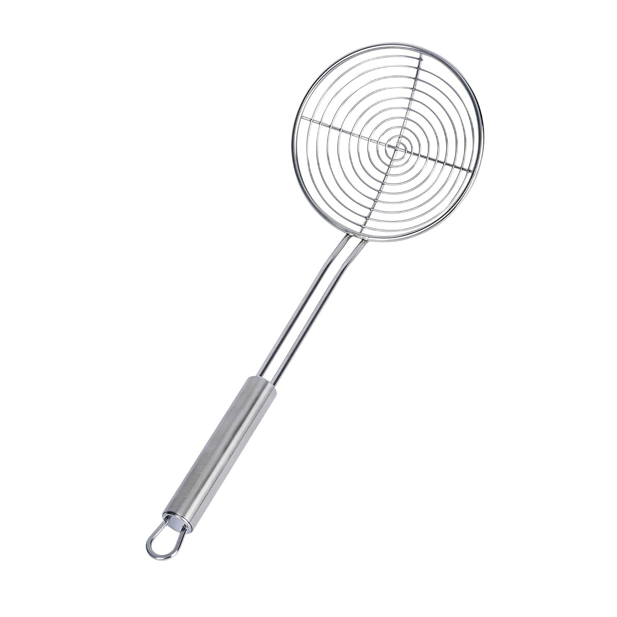 Restaurantware Stainless Steel Spider Skimmer - German Standard Wire Skimmer with Ergonomic Handle, Dishwasher Safe - Wire Strainer Pasta Spoon for Cooking & Frying