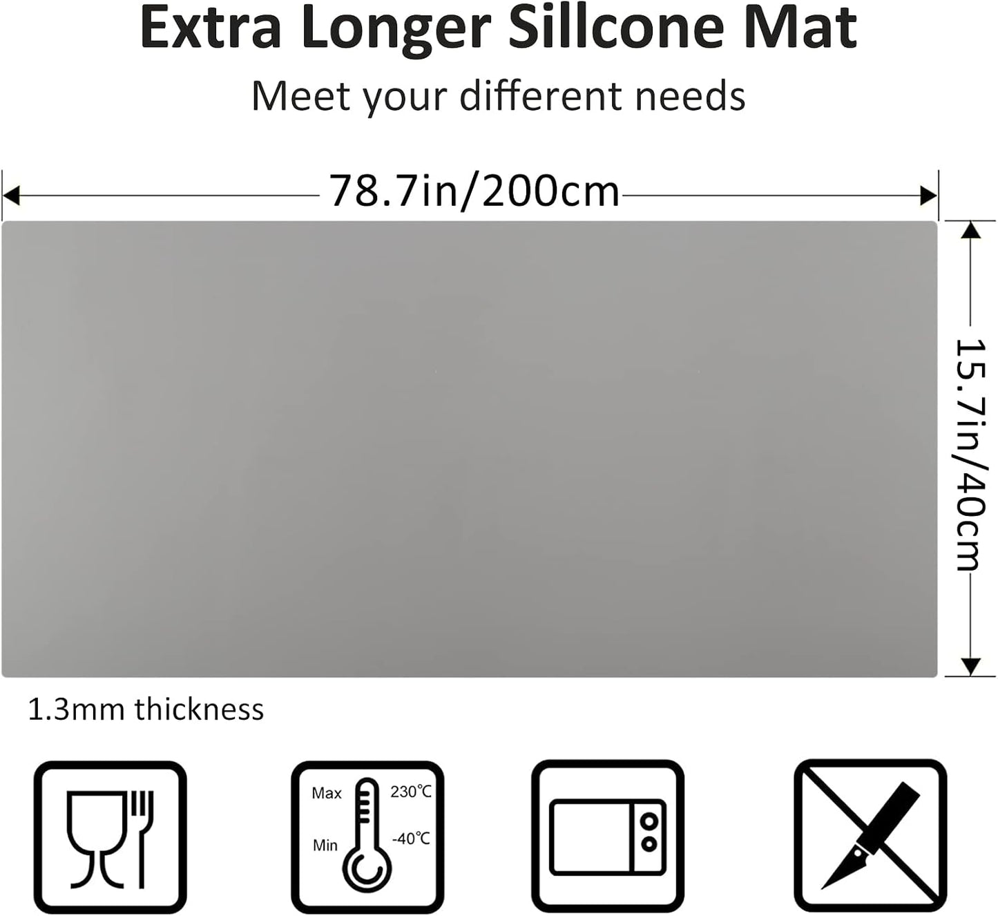 Silicone Mat Heat Resistant Mats for Countertop, Large Silicone Mats for Crafts Kitchen Counter Workbench Table protector, Size 36x24 inches Thick 2mm,Rolled Package,Light Blue
