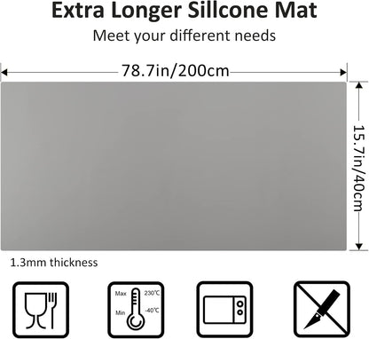 Silicone Mat Heat Resistant Mats for Countertop, Large Silicone Mats for Crafts Kitchen Counter Workbench Table protector, Size 36x24 inches Thick 2mm,Rolled Package,Light Blue