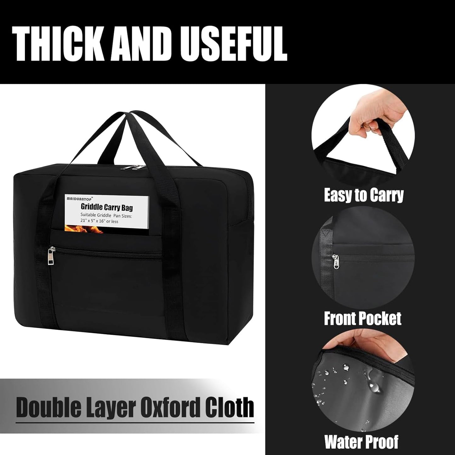 Griddle Carry Bag,Grill Accessory Storage,Large Griddle Accessories Storage Bag, Outdoor Carrying Frying Pan Handbag, Gift for men