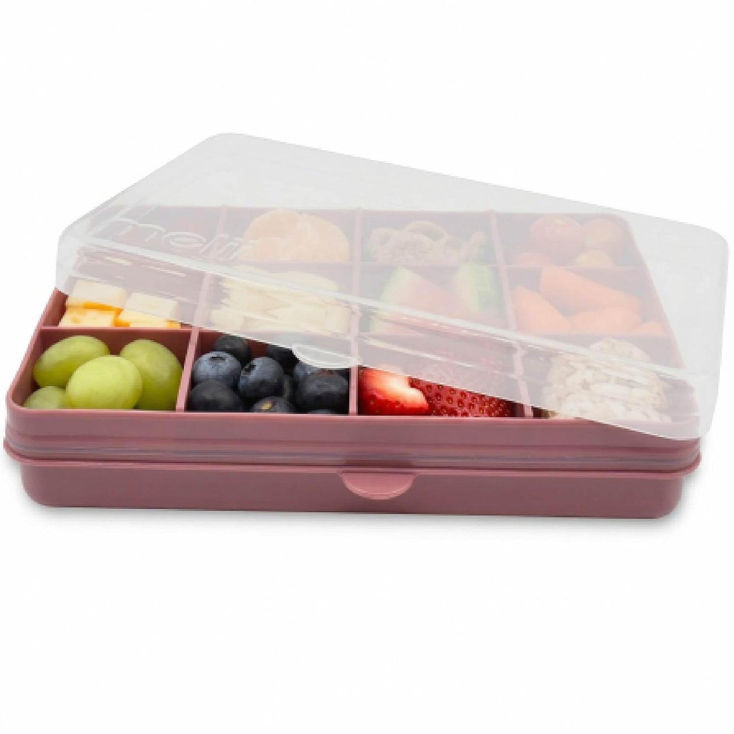 melii Snackle Box |12-Compartment Snack Container with Removable Dividers, BPA-Free Food Storage for Travel, School & On-the-Go Snacks, Kids & Family Organizer (Grey)