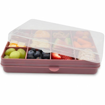 melii Snackle Box |12-Compartment Snack Container with Removable Dividers, BPA-Free Food Storage for Travel, School & On-the-Go Snacks, Kids & Family Organizer (Grey)