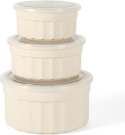 Martha Stewart Shadowbrook 5-Piece Borosilicate Glass Storage Container Set – Airtight Locking Lids, 21.6 oz Meal Prep, Leftover & Lunch Containers, Microwave, Oven & Dishwasher Safe