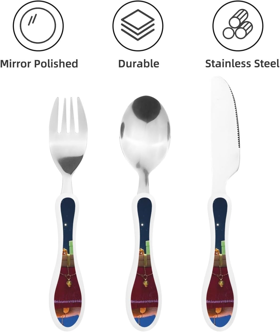3-Piece Kids Silverware Set With Storage Case, Stainless Steel Reusable Children Safe Knife Spoon Fork Set Chinese Celadon Peacock Children Flatware Set For Kids Lunch Box