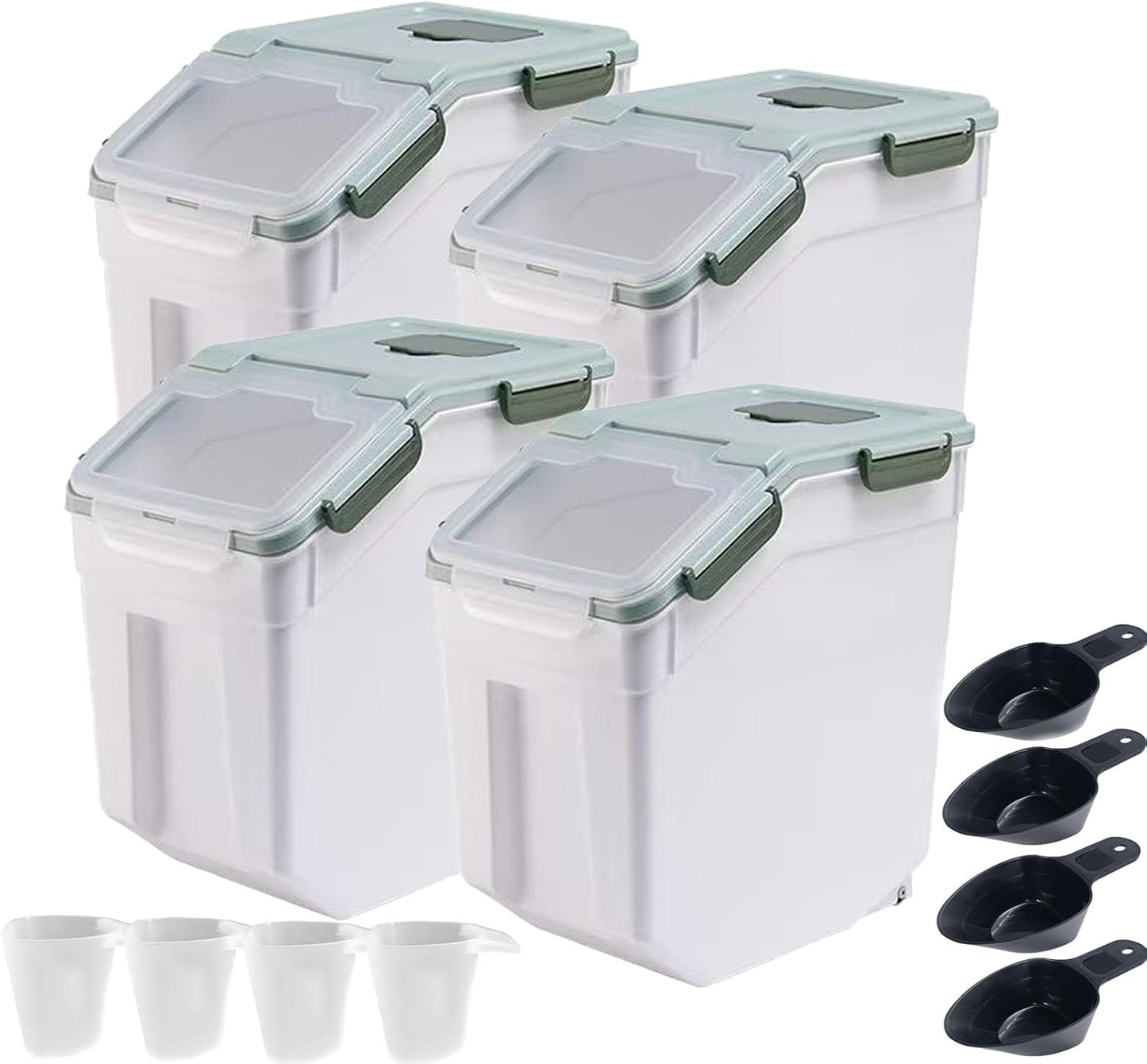 RUIAN 2Pcs Large Flour Storage Container Bin 50Lb Airtight Rice Storage Containers with Wheels Seal Locking Lid, BPA Free with Measuring Cup&Scoop for Flour, Rice, Grain 100LBS Total (Blue)