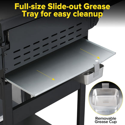 CIG GARDEN 3-Burner Gas Grill & Griddle Combo, 2-in-1 Propane BBQ with Stainless Steel Griddle, Cast Iron Grates & Lid - 30,000 BTU Flat Top for Patio, Backyard, Camping