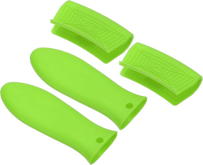 uxcell 4 Pcs Silicone Assist Hot Pan Handle Holder Hot Skillet Handle Covers Pot Holder Sleeve Non-Slip Heat Resistant for Kitchen Pot Frying Pans Cookware (Orange)