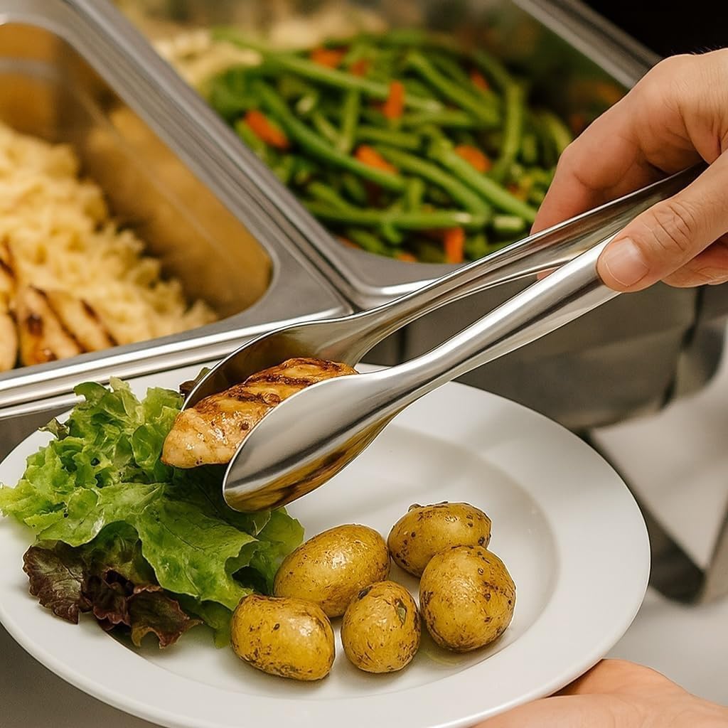 CUISINOX Polished stainless steel serving tongs,6 Inch -Durable Kitchen & Buffet tool