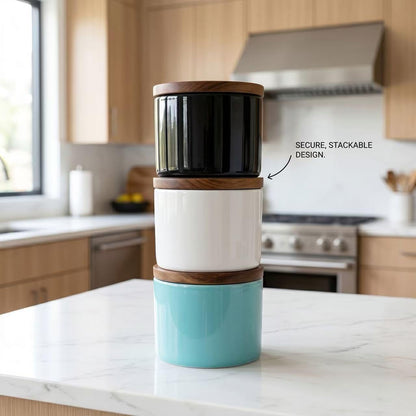 Ceramic Jars with Lids 5 oz Airtight White Kitchen Canisters