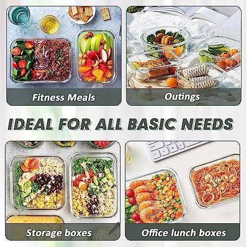 VERONES 30 Pieces Glass Meal Prep Containers Set, Stackable Glass Food Storage Containers with Lids-Airtight Lunch Containers，for Microwave, Oven, Freezer & Dishwasher,Grey