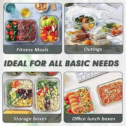 VERONES 30 Pieces Glass Meal Prep Containers Set, Stackable Glass Food Storage Containers with Lids-Airtight Lunch Containers，for Microwave, Oven, Freezer & Dishwasher,Grey