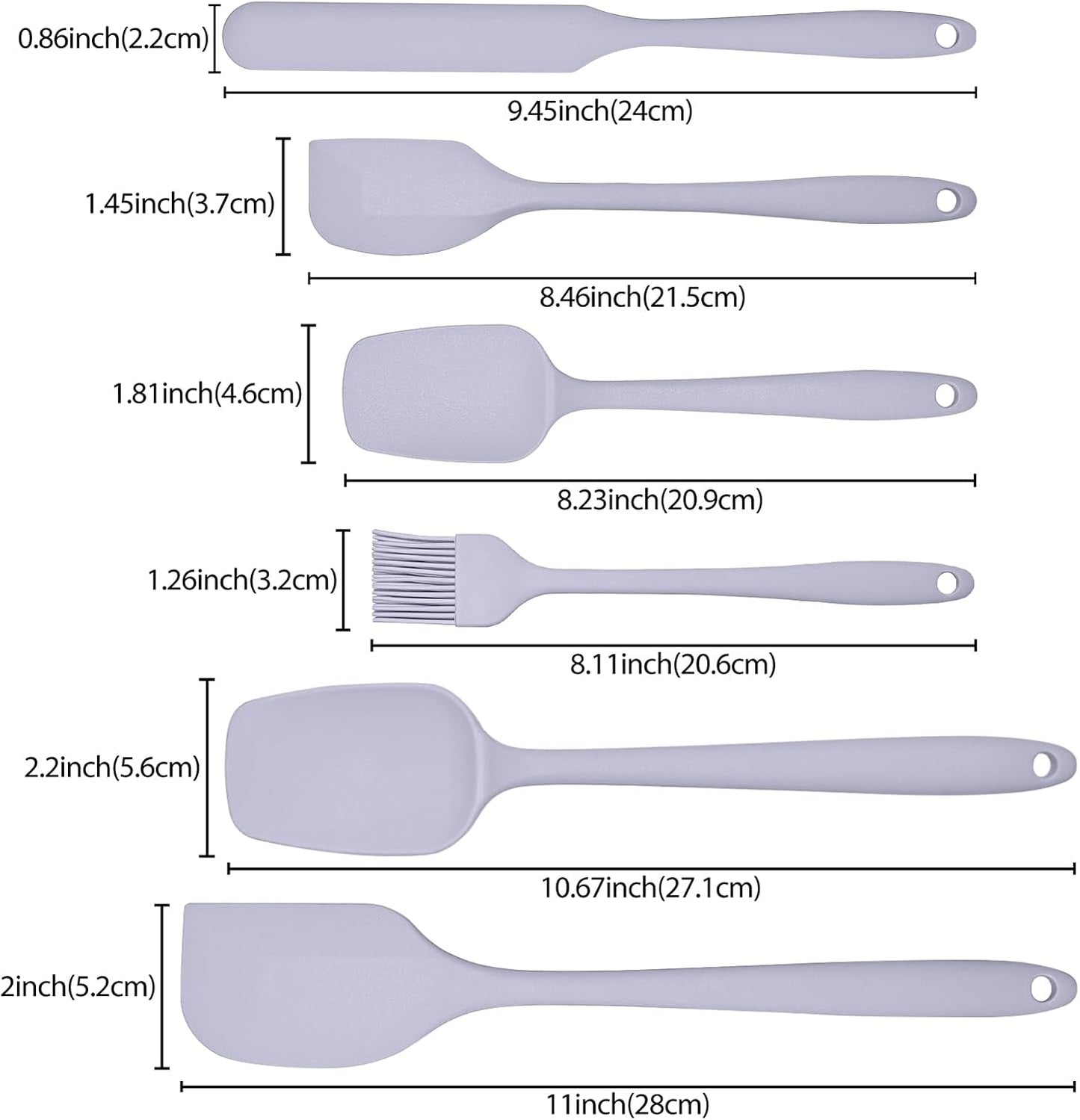 6 Pieces Silicone Spatula Set, Rubber Spatulas Silicone Heat Resistant Spatula Set for Kitchen Use, Food Grade Rubber Spatula with Ergonomic Grip, Cooking, BPA Free Dishwasher Safe(black)
