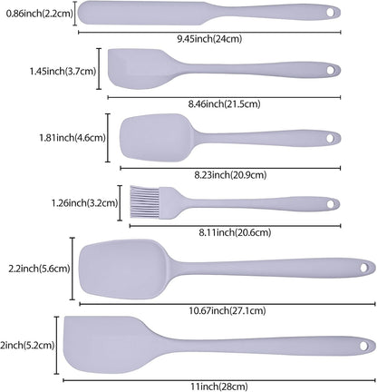 6 Pieces Silicone Spatula Set, Rubber Spatulas Silicone Heat Resistant Spatula Set for Kitchen Use, Food Grade Rubber Spatula with Ergonomic Grip, Cooking, BPA Free Dishwasher Safe(black)