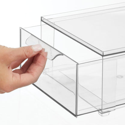 mDesign Kitchen Storage Drawer Box – Plastic Storage Box with Pull-Out Drawer – Pantry, Fridge and Cupboard Storage for Food and Snacks – Pack of 2 – Clear