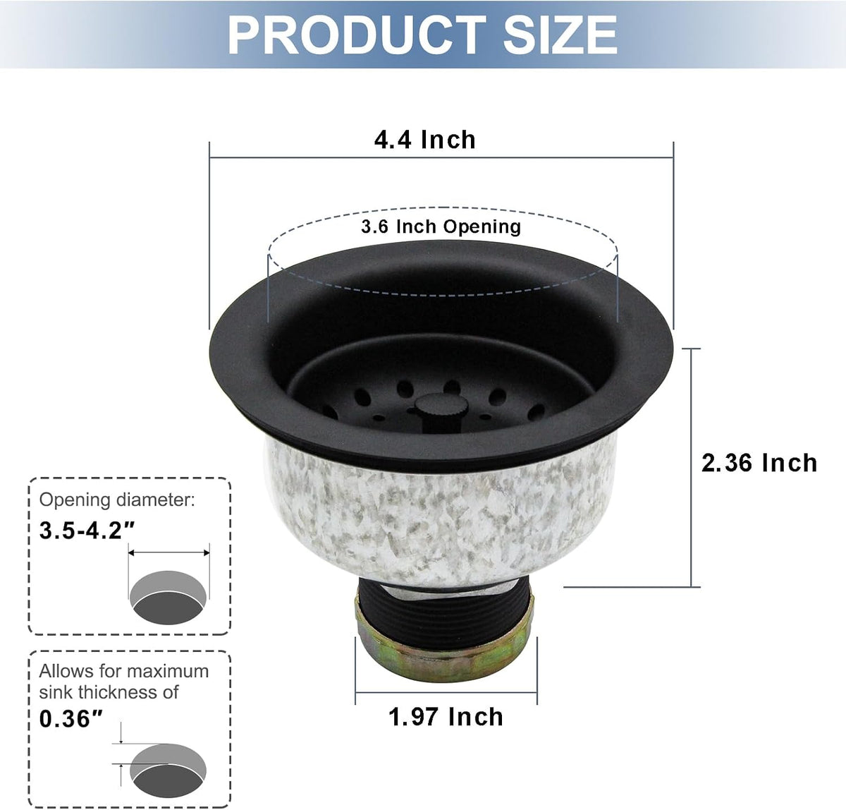 ZM Kitchen Sink Basket Strainer with Stopper, 3-1/2” Drain
