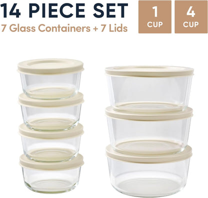 6-Piece Glass Food Storage Containers Set (3 Containers + 3 BPA-Free Lids) | 2-Cup, Leakproof | Microwave, Freezer, Oven & Dishwasher Safe | Ideal for Meal Prep & Pantry Organization, Pistachio