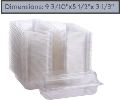 Smygoods Plastic Clamshell Food Containers, (Pack of 50-8x8x3 3/8) 3-Compartment, to go Containers, Hinged Food Container