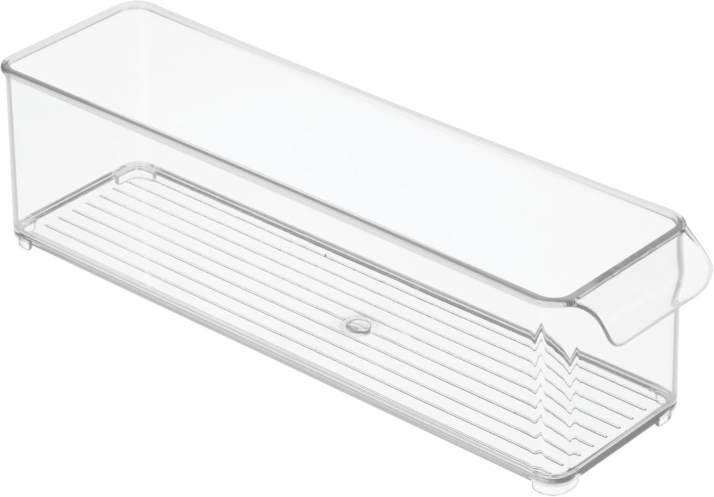 iDesign Stackable Fridge or Freezer Storage Bin with Front Handle, Set of 6, Clear, Made in the USA