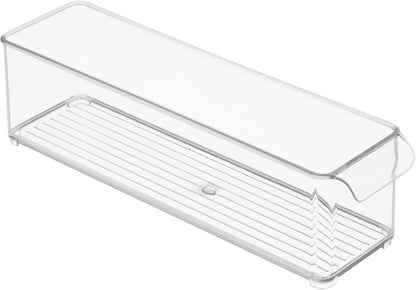 iDesign Stackable Fridge or Freezer Storage Bin with Front Handle, Set of 6, Clear, Made in the USA