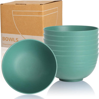 Wrova Wheat Straw Bowls for Kitchen set of 6,Anti-Scald Thick Soup Bowls 40oz,Microwave and Dishwasher Safe Bowl Sets, Unbreakable Cereal Bowl Sets. Vibrant Series