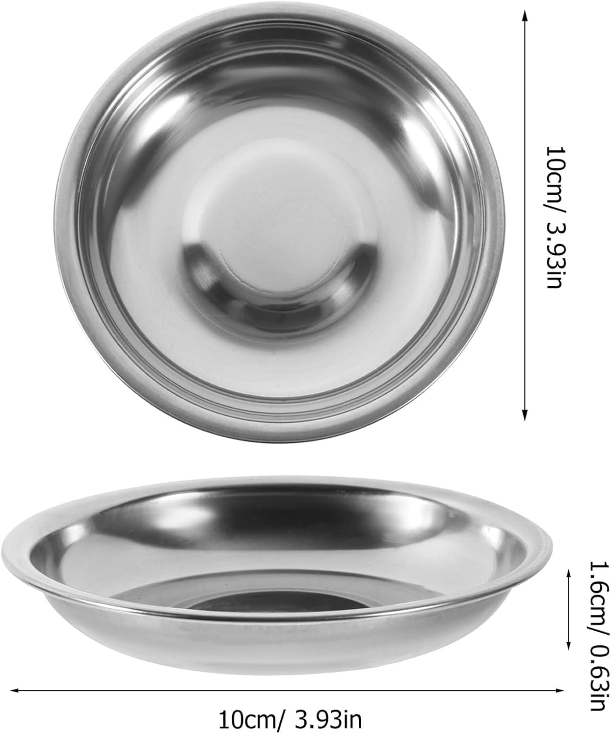 Stainless Steel Mini Appetizer Plates, Set of 10, Round Dipping Bowls for Sauces