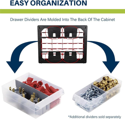 Akro-Mils 44-Drawer Plastic Drawer Storage Cabinet for Garage Organization, Bead Organizer, Building Bricks Storage, Teacher Toolbox, Makeup Organizer, 20" W x 6" D x 16" H, 10144 Black