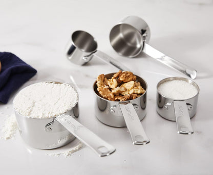 KEAWELL Premium 10-Piece 18/10 Stainless Steel Measuring Cups ans Spoons Set – Durable, Stackable, Dishwasher Safe – Nesting Design for Baking & Cooking (Silver, Measuring Cups & Spoons)