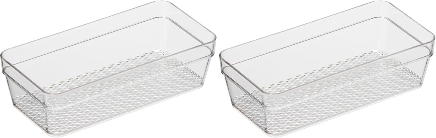 Oggi Clear Drawer Organizer - 3" X 12.5" - Ideal for Organizing Kitchen Drawers, Office, Desk, Silverware, Kitchen Utensils, Cosmetics and Bathrooms