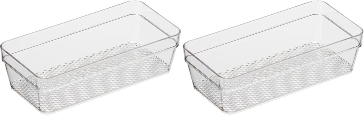 Oggi Clear Drawer Organizer - 3" X 12.5" - Ideal for Organizing Kitchen Drawers, Office, Desk, Silverware, Kitchen Utensils, Cosmetics and Bathrooms