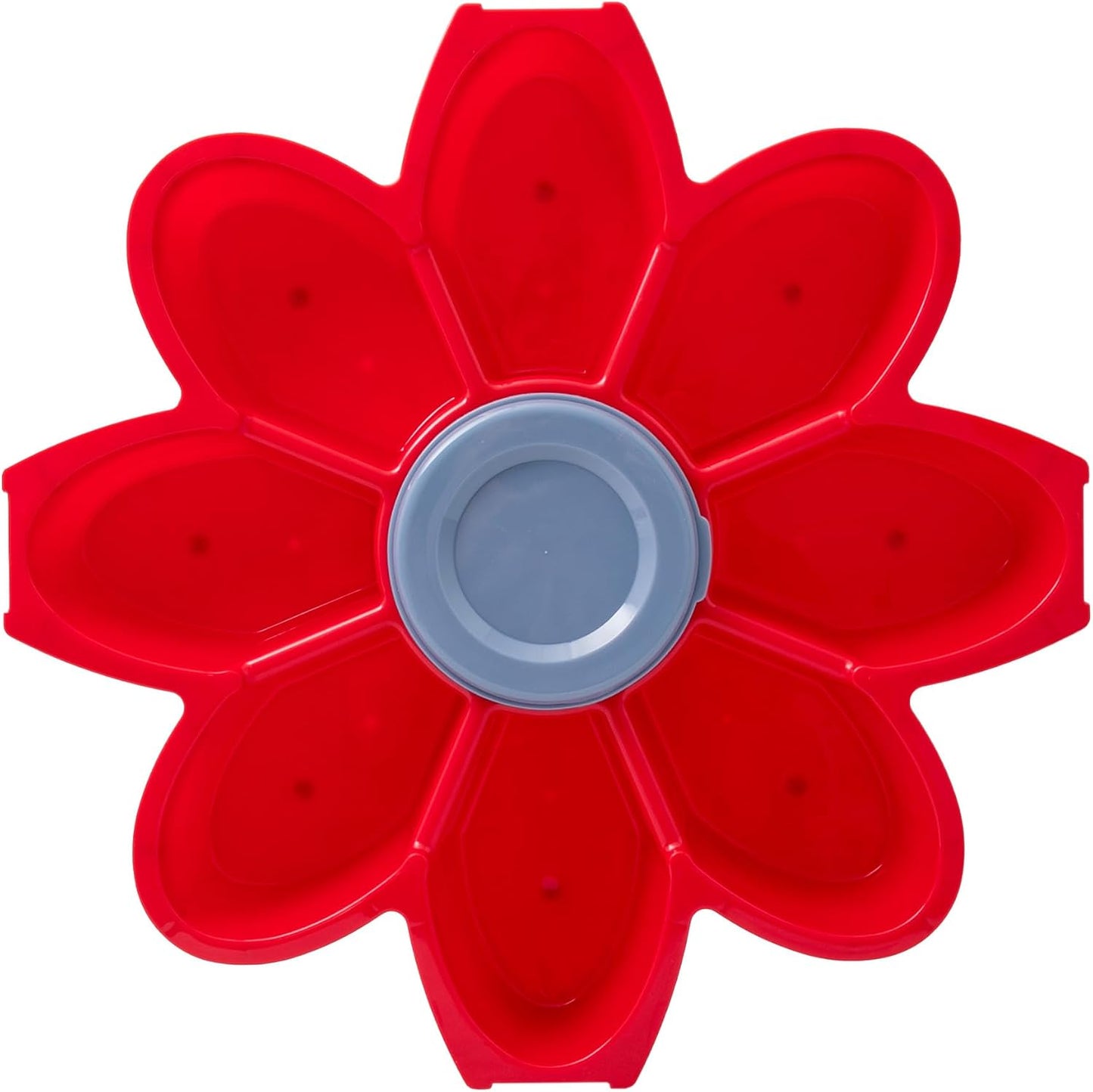 KOLORAE Flower Snack Serving Tray - 9 Compartment Party Platter with Dressing Cup for Chips and Dip, Fruits and Veggies - Game Day & Summer Entertaining Tray