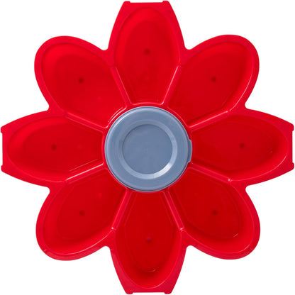 KOLORAE Flower Snack Serving Tray - 9 Compartment Party Platter with Dressing Cup for Chips and Dip, Fruits and Veggies - Game Day & Summer Entertaining Tray