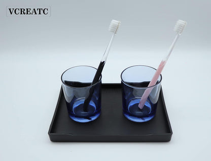 White Serving Tray (13.5 x 9.6 inch) for Serving Accessory, Elegant & Stackable Plastic Tray for Spa, Coffee, Drinks, Tea, Bar, Party, Seasoning, Perfume and Display Use.