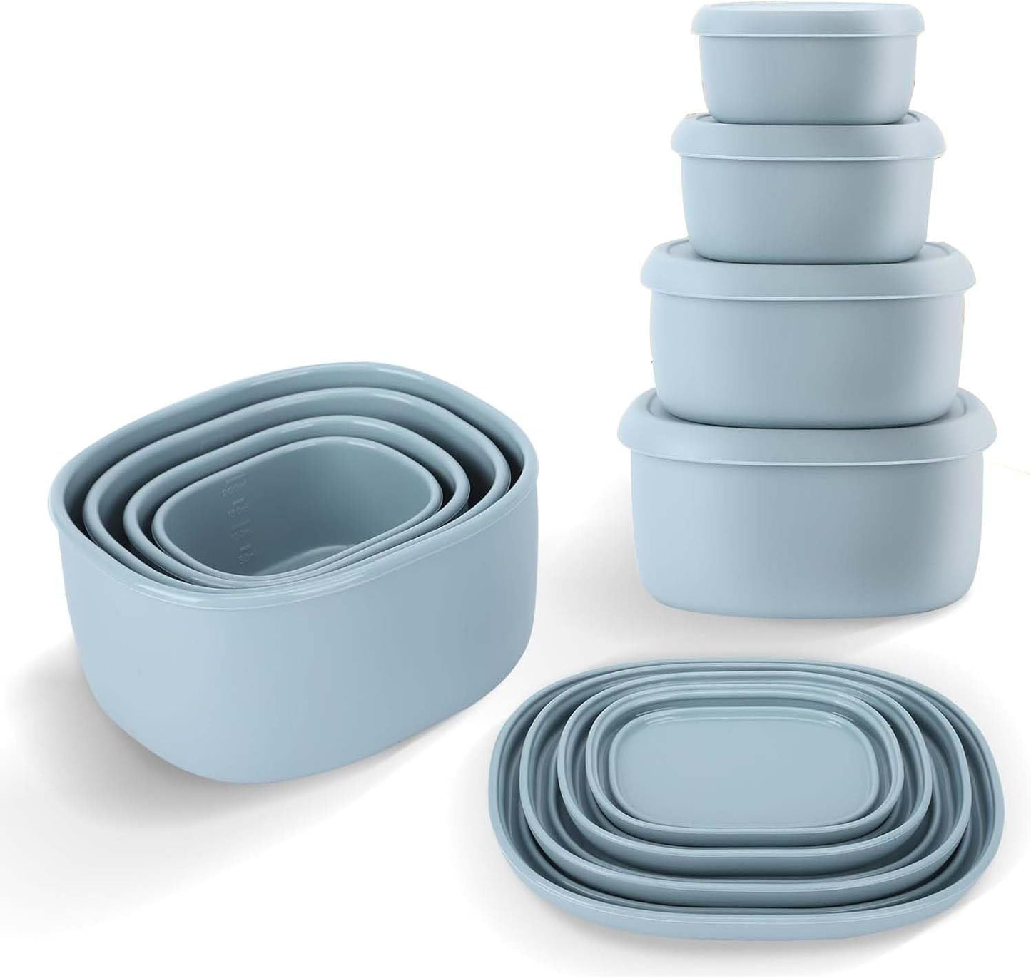 4 Pcs Silicone Food Storage Containers with Lids，BPA Free Reusable Silicone Storage Containers for Food Freezer Containers Freezer Dishwasher Safe (33.8oz, 20oz, 10oz, 6.7oz)