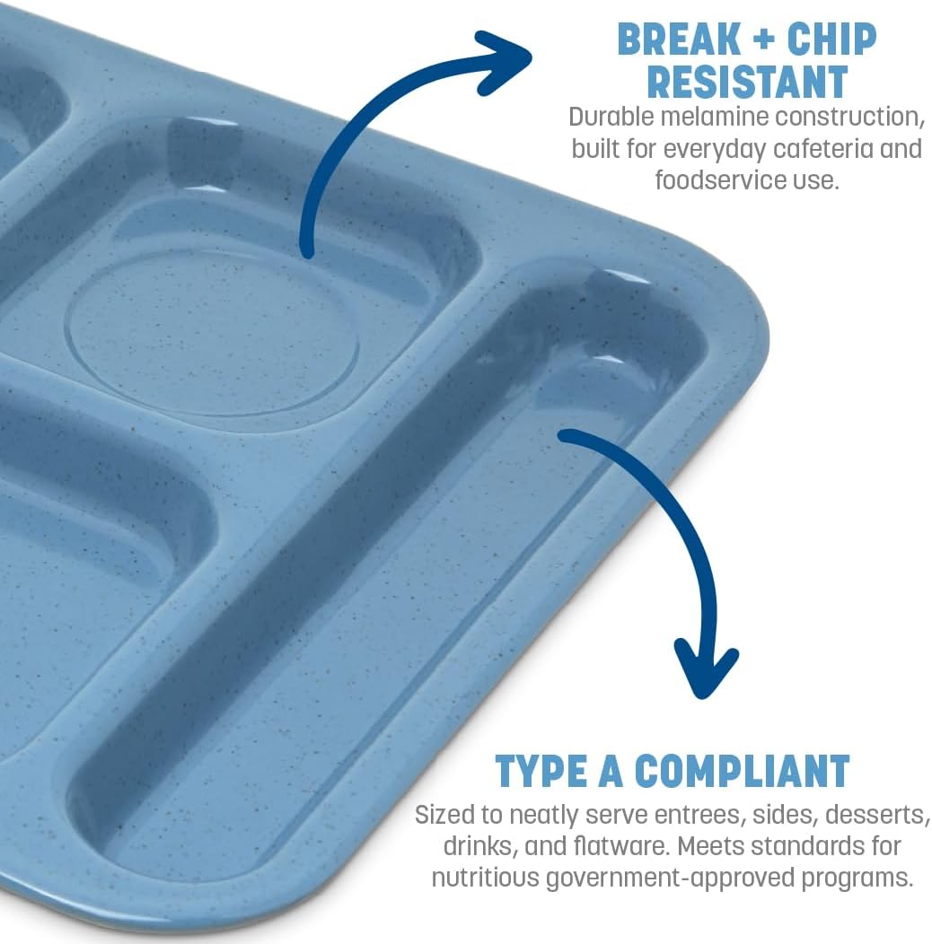 Carlisle FoodService Products P614R09 Right-Hand 6-Compartment Polypropylene Tray, 10" x 14", Green
