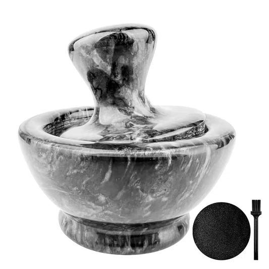 Mortar and Pestle Set, Marble Grinder for Pills Herbs Spices, 4", 1/2 Cup