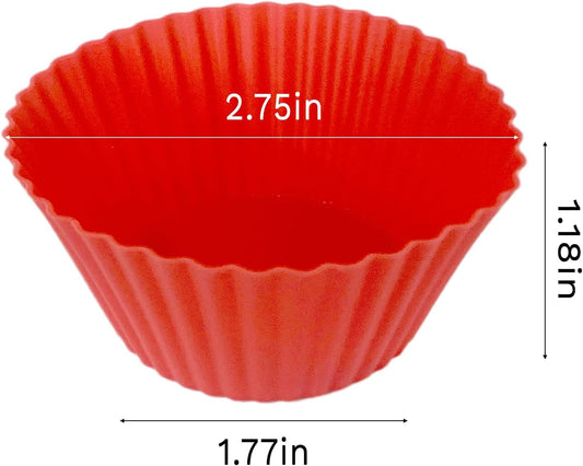 Silicone Muffin Pans for Baking Reusable & Non-stick Silicone Muffin Cupcake Liners Set 12 Pack Red