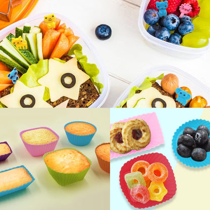 70 PCS Silicone Lunch Box Dividers Kit, SourceTon Bento Box Accessories,18pcs Silicone Cupcake Liners with 52pcs Food Picks