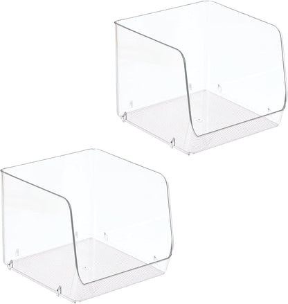 iDesign Open-Front Storage Bin - All-Purpose Bin for Kitchen, Bathroom, or Office - Clear - Made in USA