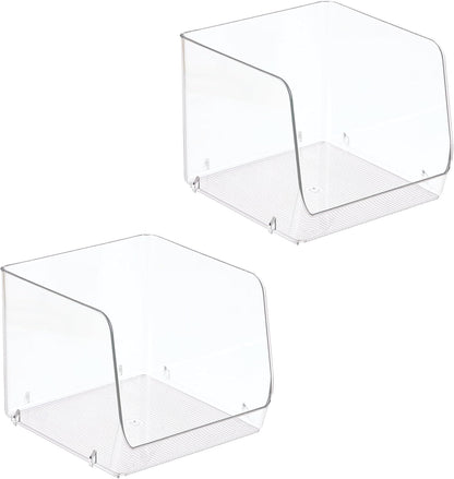 iDesign Open-Front Storage Bin - All-Purpose Bin for Kitchen, Bathroom, or Office - Clear - Made in USA