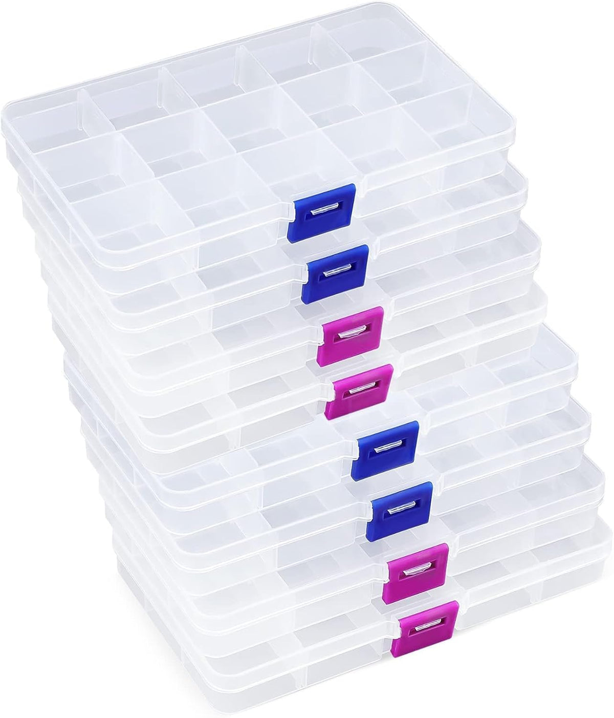 Opret 15 Grids Bead Organizer(4 Pack), Earring Organizer Box, SMALL Plastic Clear Organizing Containers with Adjustable Dividers for Crafts Jewelry Screws Small Items, Size 6.9×3.9×0.9in