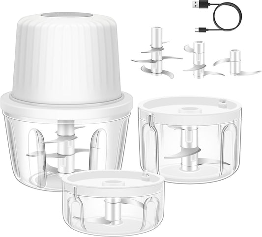 100+250+400ML Electric Garlic Chopper, 6 Blades Garlic Mincer